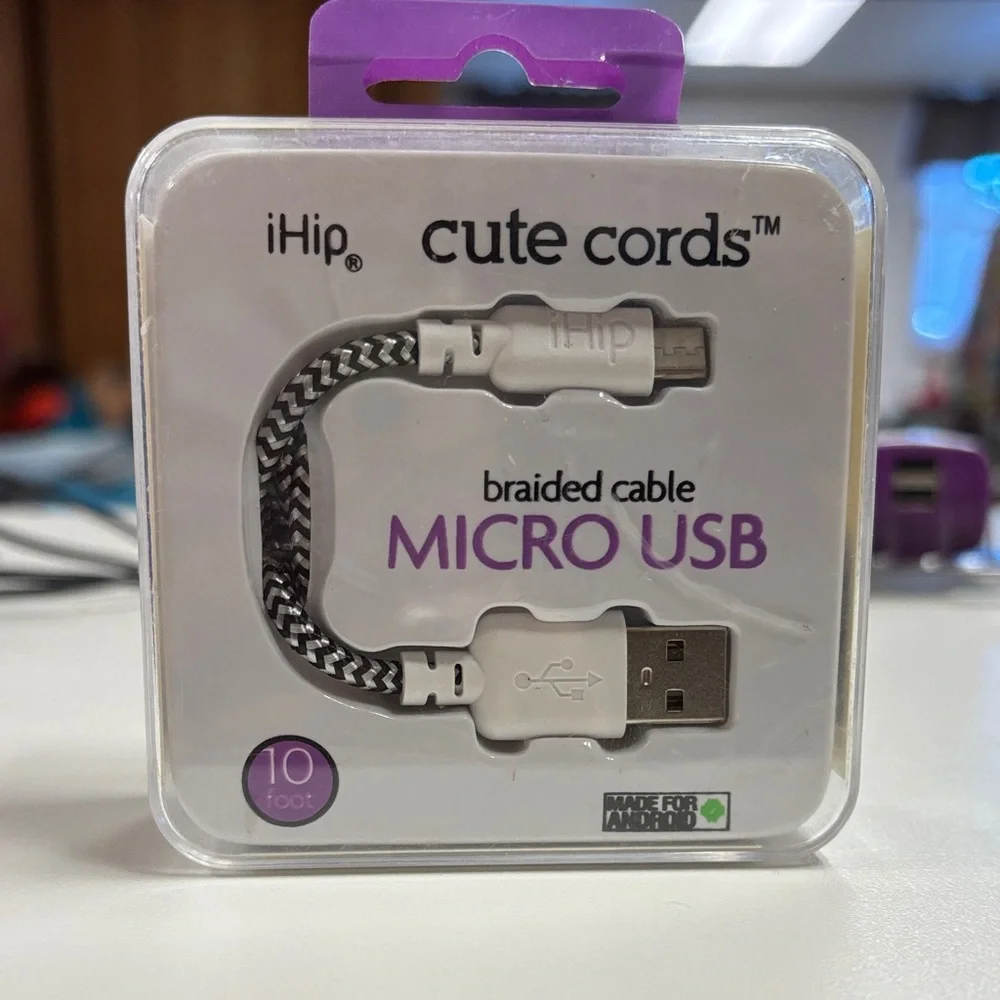 h.i.p. Cute Cords Braided Micro USB Cable - Black and Gray